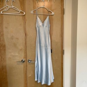 Light Blue Satin Midi Dress